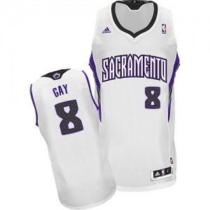 Sacramento Kings Rudy Gay #8 Home Swingman Maillot d'équipe de NBA - Blanc pour Homme