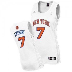 New York Knicks #7 Adidas Home Blanc Swingman Maillot d'équipe de NBA achats en ligne - Carmelo Anthony pour Femme