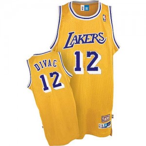 Los Angeles Lakers Vlade Divac #12 Throwback Authentic Maillot d'équipe de NBA - Or pour Homme