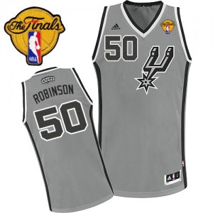 San Antonio Spurs David Robinson #50 Alternate Finals Patch Swingman Maillot d'équipe de NBA - Gris argenté pour Homme