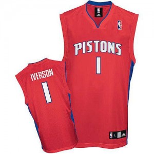 Maillot NBA Rouge Allen Iverson #1 Detroit Pistons Authentic Homme Adidas