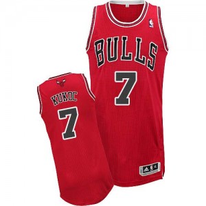 Chicago Bulls Toni Kukoc #7 Road Authentic Maillot d'équipe de NBA - Rouge pour Homme