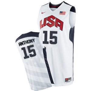Team USA Nike Carmelo Anthony #15 2012 Olympics Authentic Maillot d'équipe de NBA - Blanc pour Homme