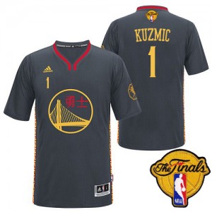 Maillot NBA Noir Ognjen Kuzmic #1 Golden State Warriors Slate Chinese New Year 2015 The Finals Patch Authentic Homme Adidas