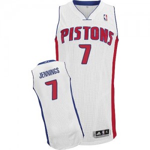 Maillot Authentic Detroit Pistons NBA Home Blanc - #7 Brandon Jennings - Homme
