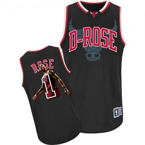 Maillot Adidas Noir Notorious Authentic Chicago Bulls - Derrick Rose #1 - Homme