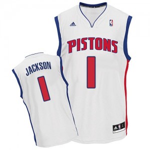 Maillot NBA Blanc Reggie Jackson #1 Detroit Pistons Home Swingman Homme Adidas