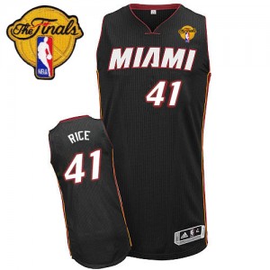 Maillot NBA Miami Heat #41 Glen Rice Noir Adidas Authentic Road Finals Patch - Homme