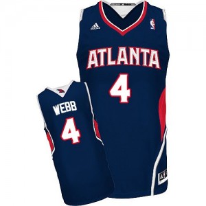 Maillot NBA Bleu marin Spud Webb #4 Atlanta Hawks Road Swingman Homme Adidas