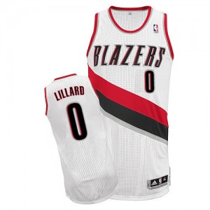 Maillot NBA Blanc Damian Lillard #0 Portland Trail Blazers Home Authentic Femme Adidas