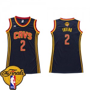 Maillot NBA Cleveland Cavaliers #2 Kyrie Irving Bleu marin Adidas Swingman Dress 2015 The Finals Patch - Femme
