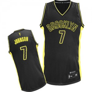 Brooklyn Nets Joe Johnson #7 Electricity Fashion Authentic Maillot d'équipe de NBA - Noir pour Homme