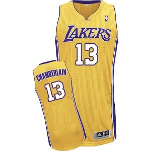 Los Angeles Lakers #13 Adidas Home Or Authentic Maillot d'équipe de NBA à vendre - Wilt Chamberlain pour Homme