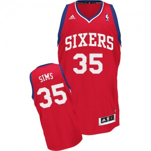 Maillot NBA Philadelphia 76ers #35 Henry Sims Rouge Adidas Swingman Road - Homme