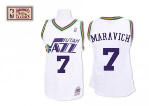 Maillot Mitchell and Ness Blanc Throwback Swingman Utah Jazz - Pete Maravich #7 - Homme