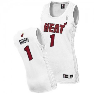 Maillot NBA Blanc Chris Bosh #1 Miami Heat Home Authentic Femme Adidas