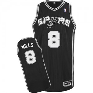 Maillot NBA San Antonio Spurs #8 Patty Mills Noir Adidas Authentic Road - Homme