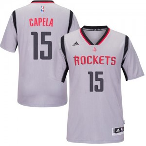 Maillot NBA Gris Clint Capela #15 Houston Rockets Alternate Authentic Homme Adidas