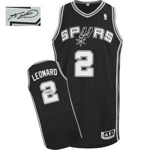 Maillot NBA Authentic Kawhi Leonard #2 San Antonio Spurs Road Autographed Noir - Homme