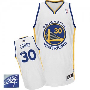 Golden State Warriors Stephen Curry #30 Home Autographed Authentic Maillot d'équipe de NBA - Blanc pour Homme