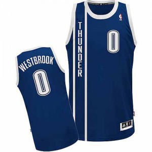 Oklahoma City Thunder Russell Westbrook #0 Alternate Authentic Maillot d'équipe de NBA - Bleu marin pour Homme