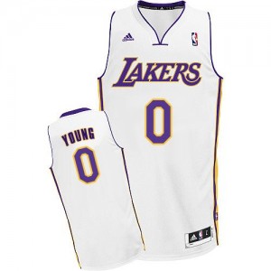 Maillot NBA Los Angeles Lakers #0 Nick Young Blanc Adidas Swingman Alternate - Homme