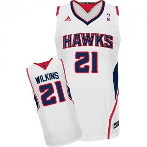 Atlanta Hawks Dominique Wilkins #21 Home Swingman Maillot d'équipe de NBA - Blanc pour Homme
