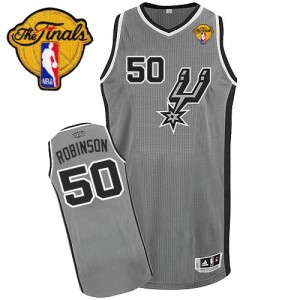 Maillot Authentic San Antonio Spurs NBA Alternate Finals Patch Gris argenté - #50 David Robinson - Homme