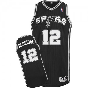 Maillot Adidas Noir Road Authentic San Antonio Spurs - LaMarcus Aldridge #12 - Enfants