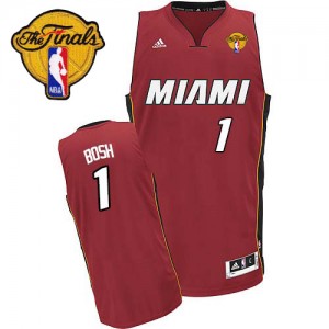 Maillot NBA Rouge Chris Bosh #1 Miami Heat Alternate Finals Patch Swingman Homme Adidas