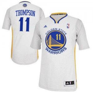 Maillot NBA Golden State Warriors #11 Klay Thompson Blanc Adidas Swingman Alternate - Homme