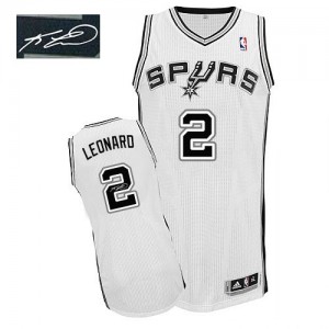 Maillot NBA Blanc Kawhi Leonard #2 San Antonio Spurs Home Autographed Authentic Homme Adidas