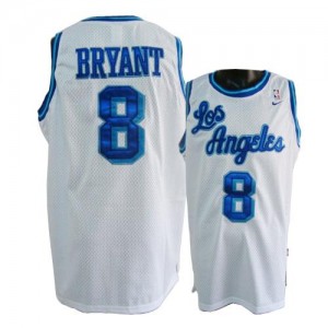 Maillot Authentic Los Angeles Lakers NBA Throwback Blanc - #8 Kobe Bryant - Homme