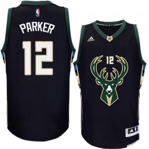 Maillot NBA Milwaukee Bucks #12 Jabari Parker Noir Adidas Swingman Alternate - Homme