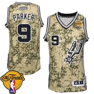 Maillot NBA Camo Tony Parker #9 San Antonio Spurs Finals Patch Authentic Homme Adidas