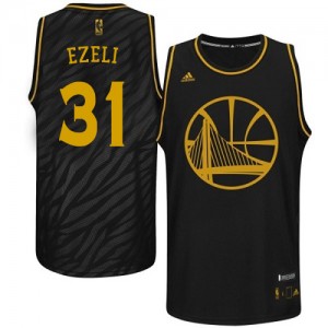 Golden State Warriors #31 Adidas Precious Metals Fashion Noir Authentic Maillot d'équipe de NBA pas cher - Festus Ezeli pour Homme