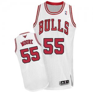 Maillot NBA Chicago Bulls #55 E'Twaun Moore Blanc Adidas Authentic Home - Homme