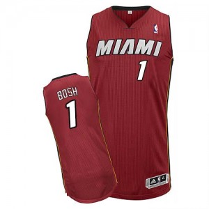 Miami Heat Chris Bosh #1 Alternate Authentic Maillot d'équipe de NBA - Rouge pour Homme