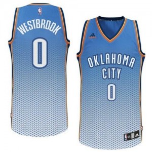 Maillot NBA Oklahoma City Thunder #0 Russell Westbrook Bleu Adidas Swingman Resonate Fashion - Homme