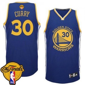 Maillot NBA Bleu Stephen Curry #30 Golden State Warriors Resonate Fashion 2015 The Finals Patch Authentic Homme Adidas