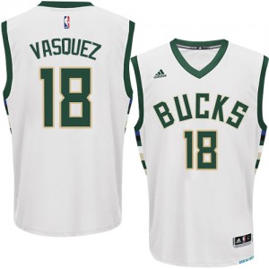 Maillot NBA Blanc Greivis Vasquez #18 Milwaukee Bucks Home Authentic Homme Adidas
