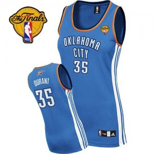Oklahoma City Thunder Kevin Durant #35 Road Finals Patch Authentic Maillot d'équipe de NBA - Bleu royal pour Femme