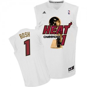 Maillot NBA Miami Heat #1 Chris Bosh Blanc Adidas Swingman Finals Champions - Homme