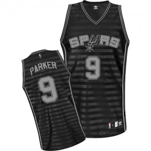 Maillot NBA San Antonio Spurs #9 Tony Parker Gris noir Adidas Authentic Groove - Homme