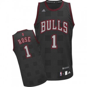 Maillot Authentic Chicago Bulls NBA Rhythm Fashion Noir - #1 Derrick Rose - Homme
