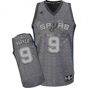 Maillot NBA Gris Tony Parker #9 San Antonio Spurs Static Fashion Swingman Homme Adidas