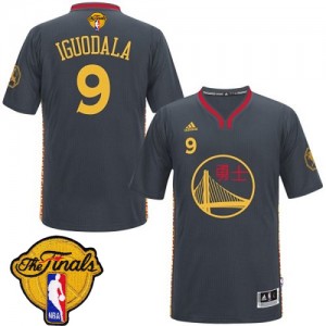 Maillot NBA Noir Andre Iguodala #9 Golden State Warriors Slate Chinese New Year 2015 The Finals Patch Authentic Homme Adidas