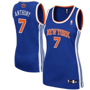 Maillot Adidas Bleu royal Road Authentic New York Knicks - Carmelo Anthony #7 - Femme