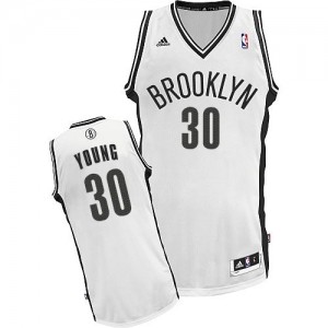 Maillot NBA Brooklyn Nets #30 Thaddeus Young Blanc Adidas Swingman Home - Enfants