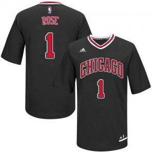 Chicago Bulls Derrick Rose #1 Short Sleeve Authentic Maillot d'équipe de NBA - Noir pour Homme